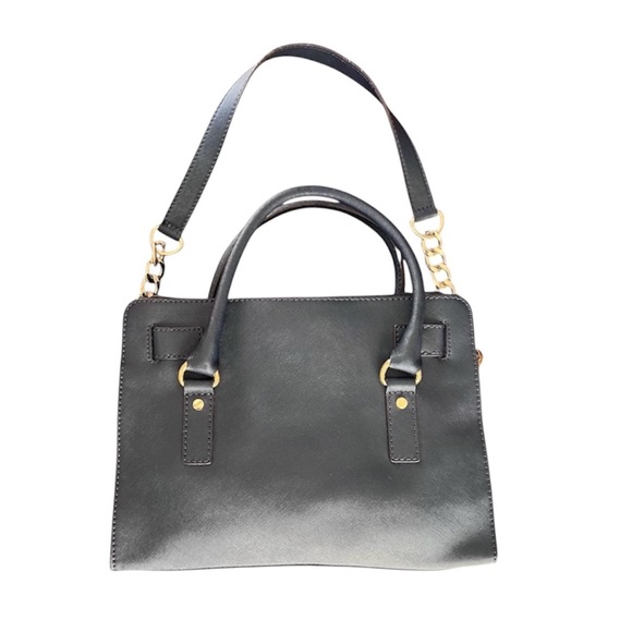 MICHAEL KORS HAMILTON NAVY BLUE GOLD SAFFIANO LEATHER SATCHEL BAG - Picture 9 of 13